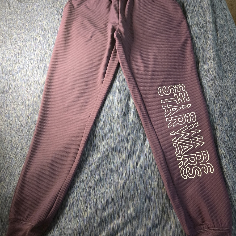 World of Disney Star Wars purple ribbed joggers sweat pants, small